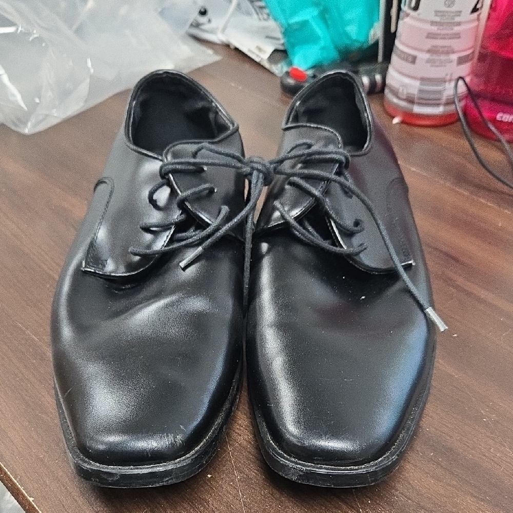 Joseph Abboud Size 10.5 Matte Black Faux Leather Dress Shoes